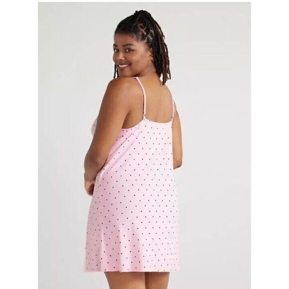 Joyspun Womens Lace Trim Knit Chemise Pink Sz 3X - Picture 2 of 3